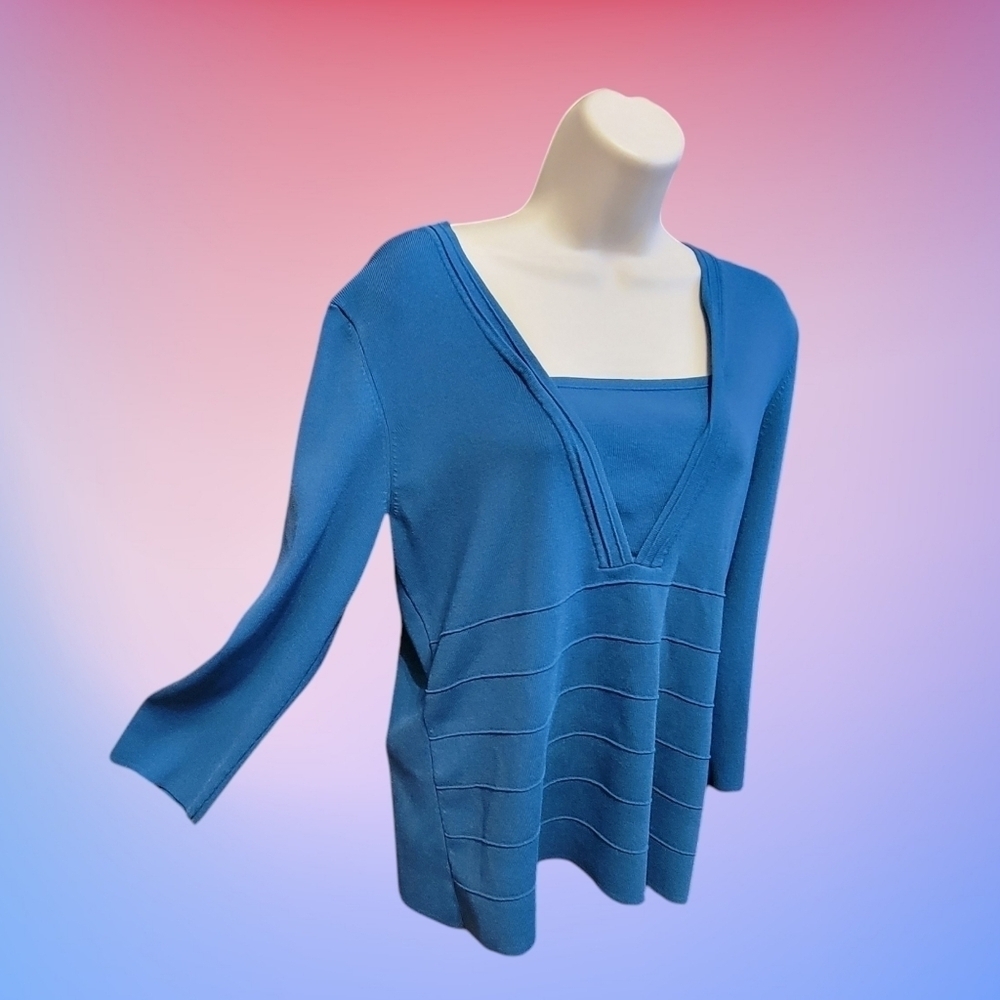 Spense Teal Flattering Career Top Sz Large T50